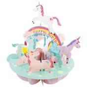 Birthday Unicorn Pirouettes 3D Képeslap - Birthday Unicorn