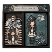 Útlevéltarttó és Bőröndcimke Ajándék Szett-Gorjuss-Black Pearl 