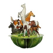 Horses And Ponies Pirouettes 3D Képeslap - Horses And Ponies