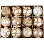 Karácsonyfa Gömb 1 db- Krém-Arany- Üveg