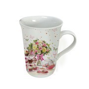 Porcelánbögre Díszdobozban - Flower Garden - Rózsa és cupcake