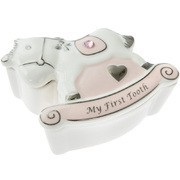 Rózsaszín Porcelán Hintaló Első Fogtartó