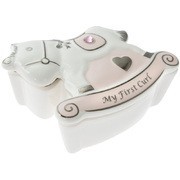 Rózsaszín Porcelán Hintaló Első Tincstartó